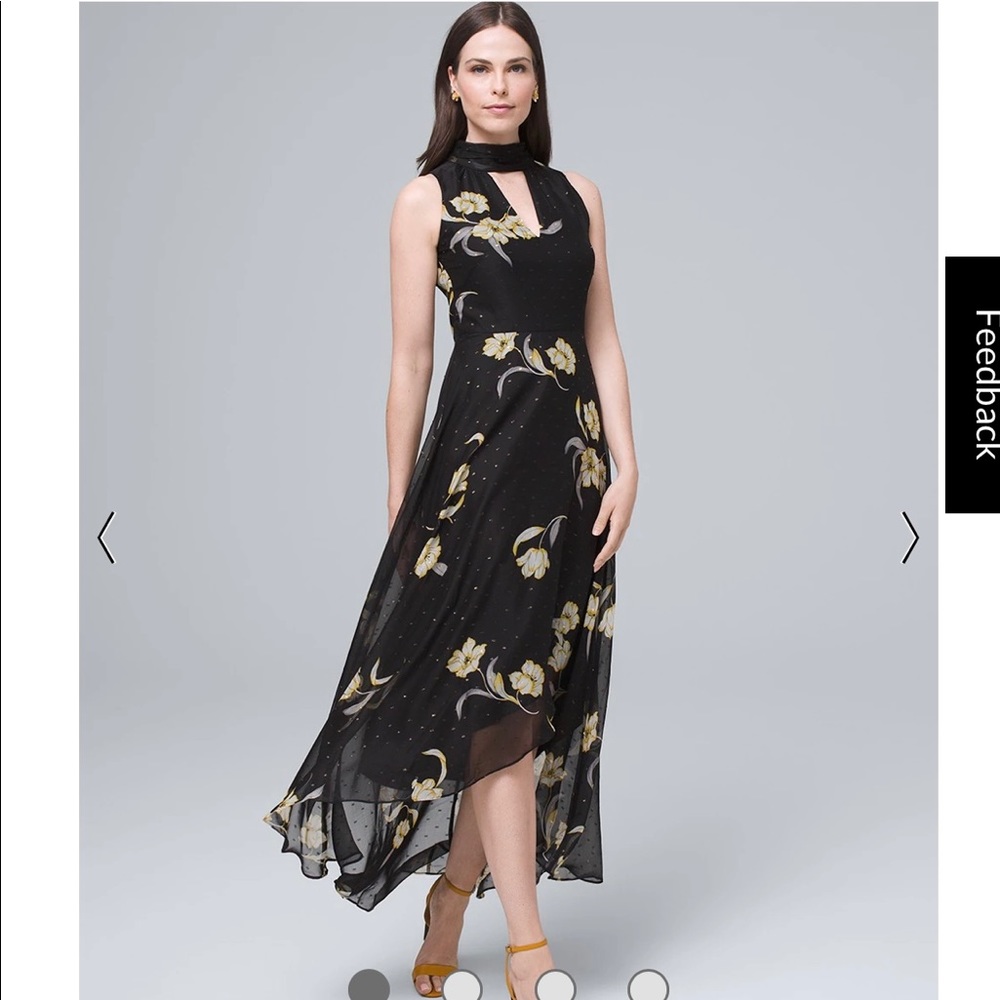 WHBM Black Floral High-Low Maxi Dress
